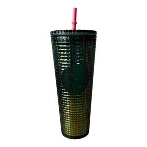 Starbucks 2022 Fall Green Aqua Grid Rainforest Venti Cold Cup Tumbler 24oz